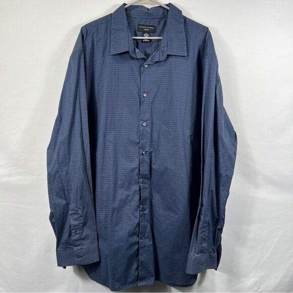 Shaquille O'Neal XLG Brand Mens Classic Blue Patterned Shirt 0650 - Picture 1 of 9